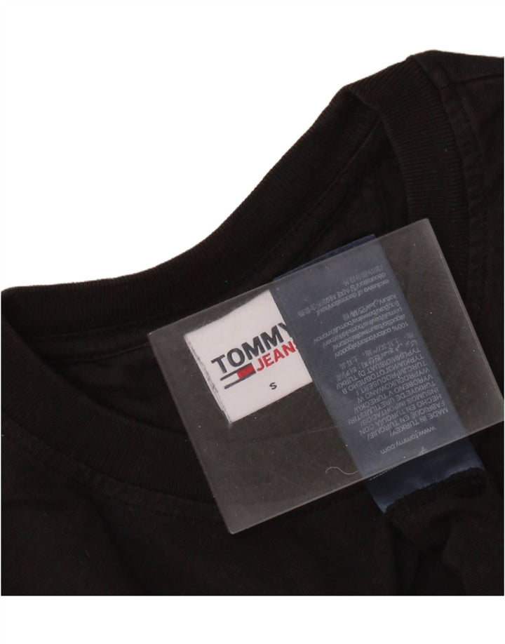 TOMMY HILFIGER Tricou cu grafic crop pentru femei Top UK 10 Bumbac negru mic