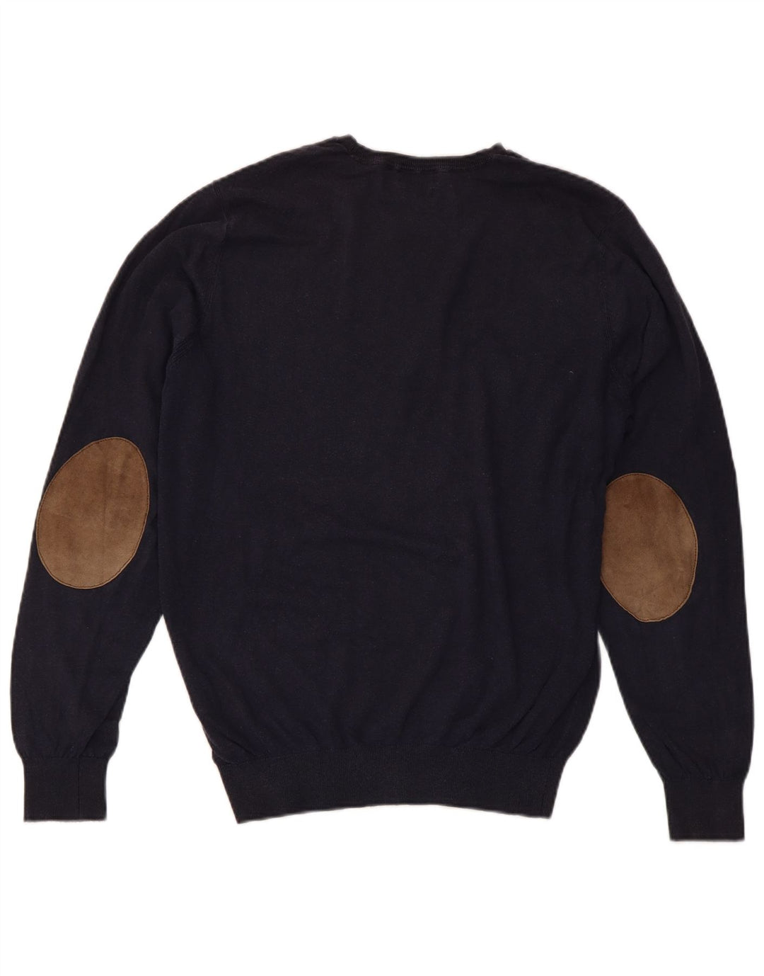 MASSIMO DUTTI Pulover pentru bărbați cu decolteu triplu, bumbac mediu albastru bleumarin