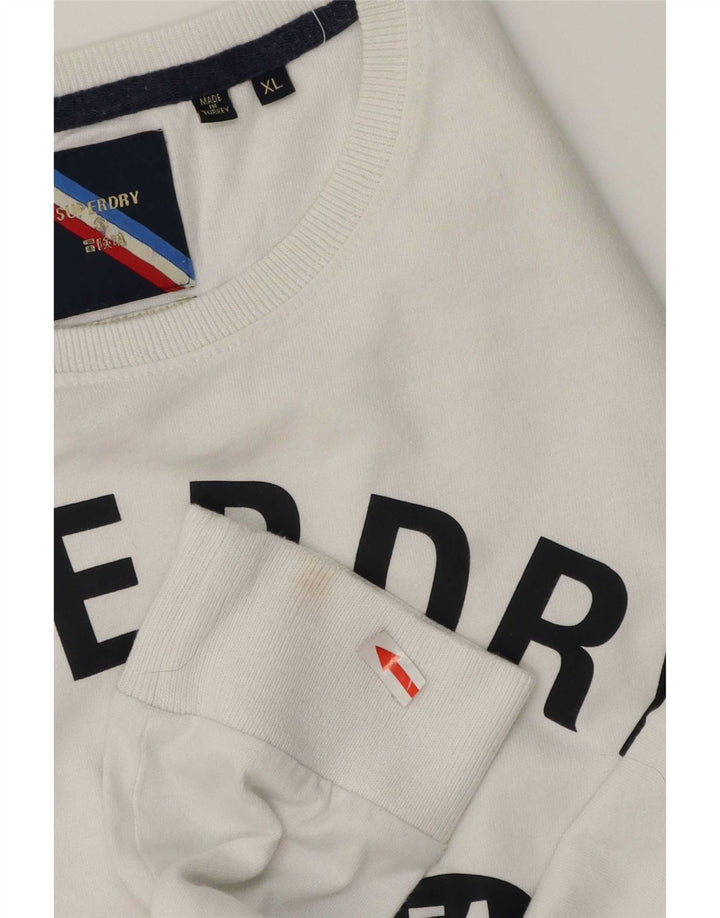 Top grafic pentru bărbați Superdry cu mânecă lungă XL, bumbac alb
