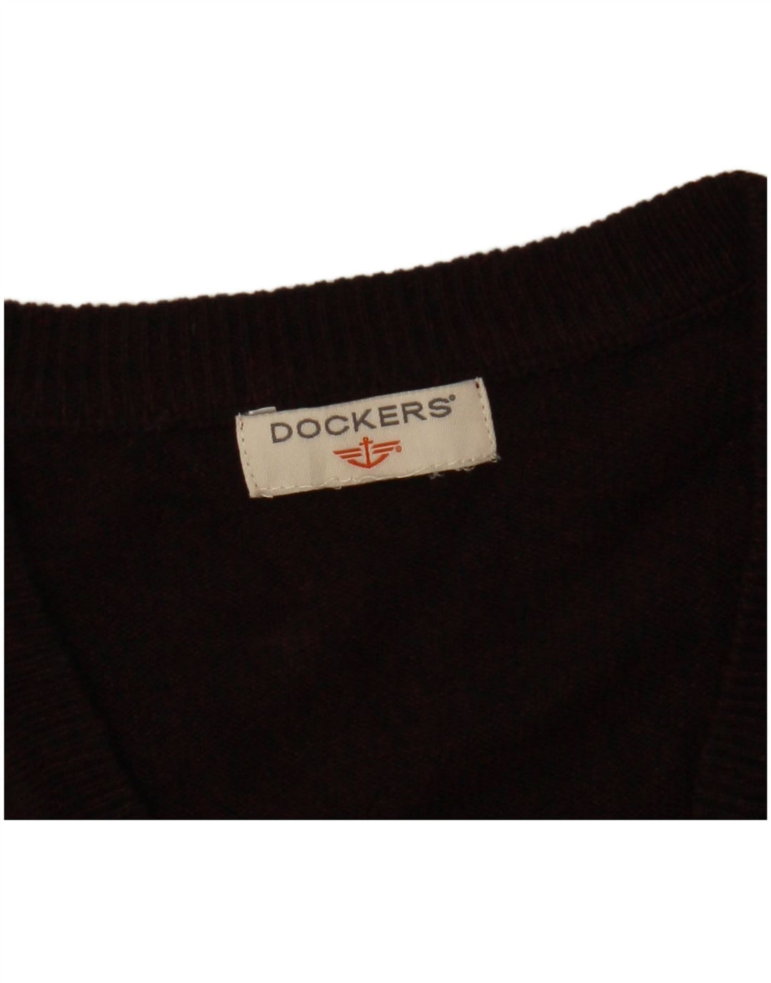 DOCKERS Pulover cu decolteu în V pentru bărbați, mare, burgundă Argyle/Diamond