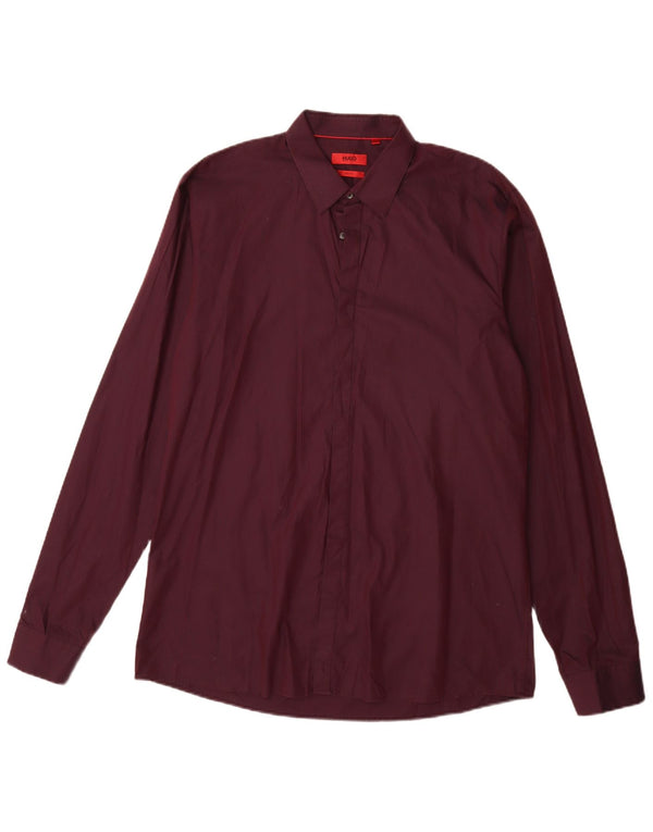 Cămașă pentru bărbați Hugo Boss Slim Fit 2XL Bumbac Burgundy