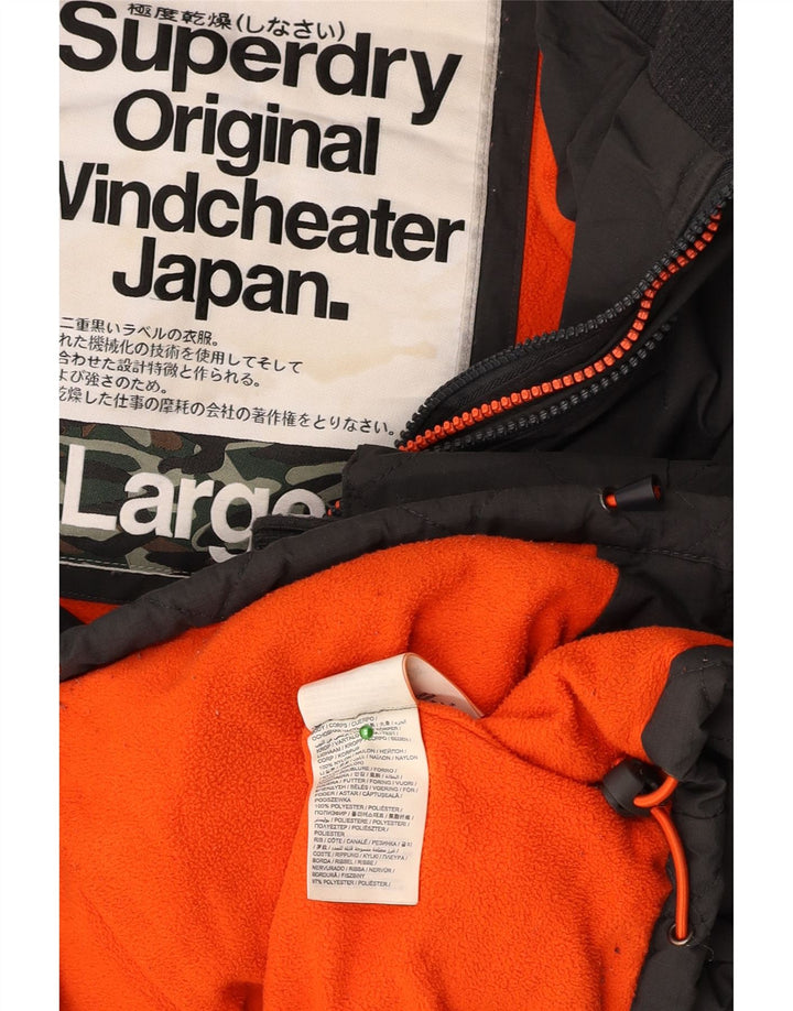 SUPERDRY pentru bărbați The Windcheater Graphic Windbreaker Jacket UK 40 Large Black