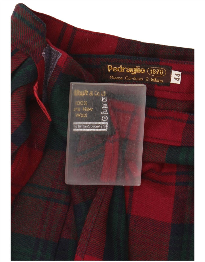 Fusta pliată pentru femei Vintage IT 44 Medium W26 Red Check Lână nouă