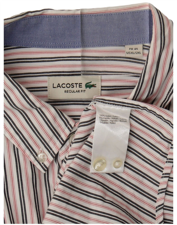 Cămașă Lacoste pentru bărbați, cu formă regulată, mărimea 45 XL, bumbac cu dungi albe