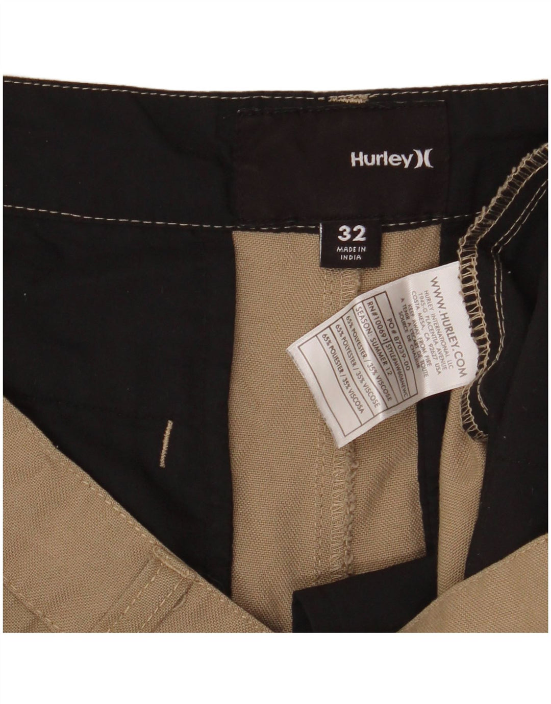 Pantaloni scurți chino pentru bărbați HURLEY W32, poliester mediu bej