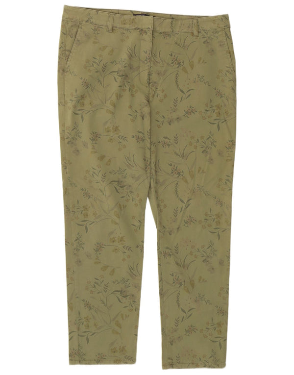 Pantaloni chino pentru femei Marks & Spencer UK 16 Large L34 L27 Kaki Floral