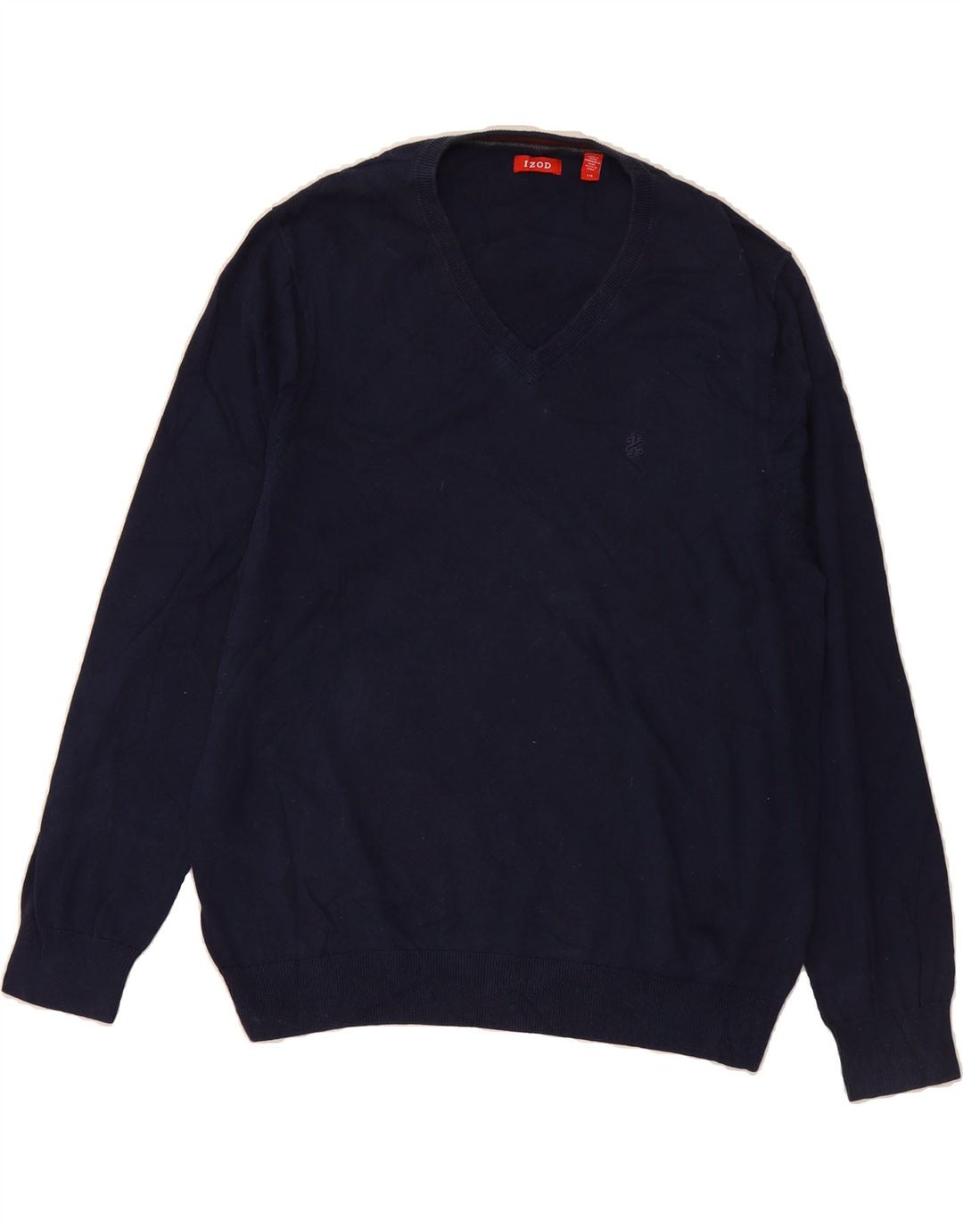 IZOD Mens V-Neck Jumper Sweater Large Navy Blue Cotton Vintage Izod and Second-Hand Izod from Messina Hembry 