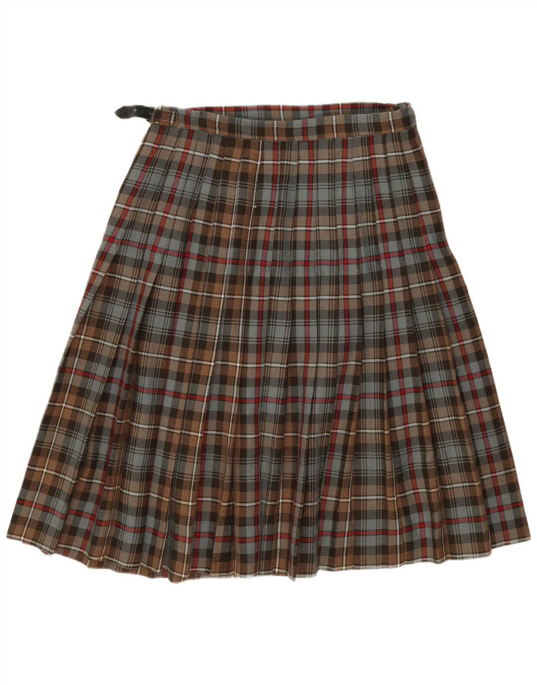 Fusta W30 cu kilted wrap pentru femei James Pringle Lână nouă cu carouri maro mediu