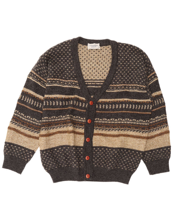 Pulover cardigan pentru bărbați VINTAGE XL Lână cu dungi gri