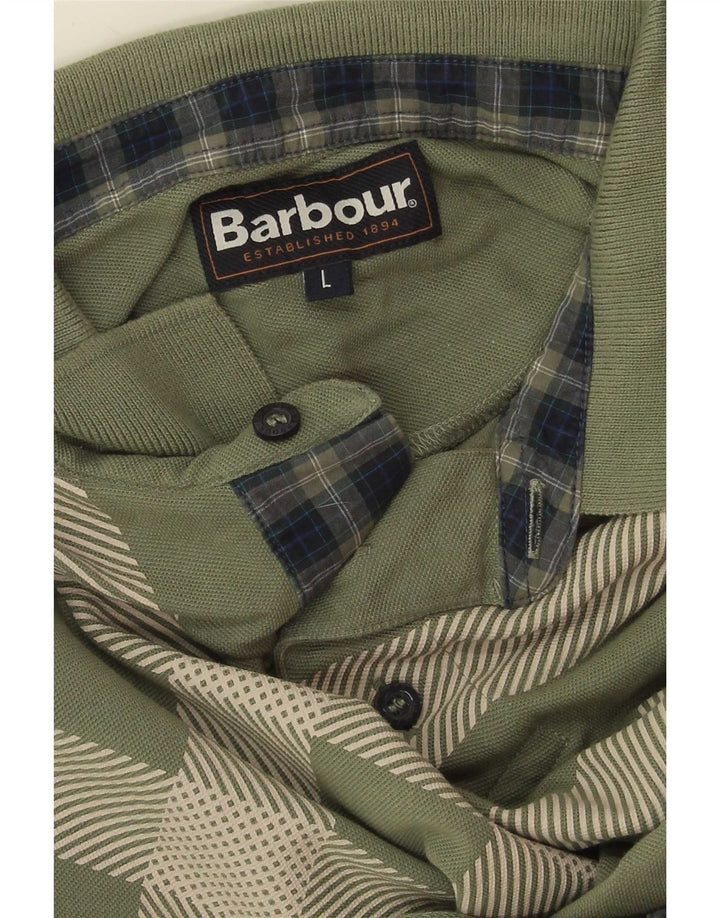 Tricou polo pentru bărbați Barbour, cu carouri mari, verde