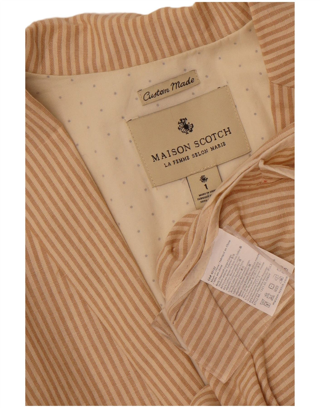 Jachetă pentru femei Maison Scotch cu 2 nasturi, mărimea 1, Bej, cu dungi