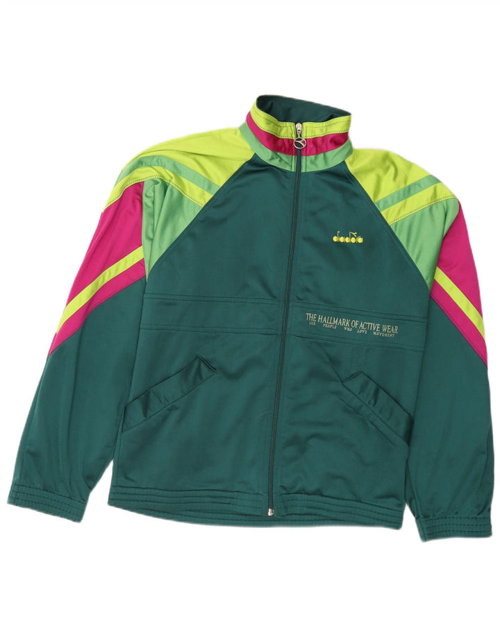 Jachetă de top pentru trening grafic Diadora pentru bărbați UK 38 Medium Green Colorblock