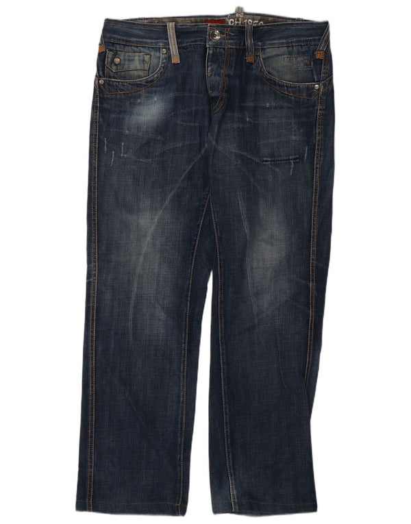 Blugi Distressed drepte pentru bărbați Datch L36 L30 Bumbac bleumarin