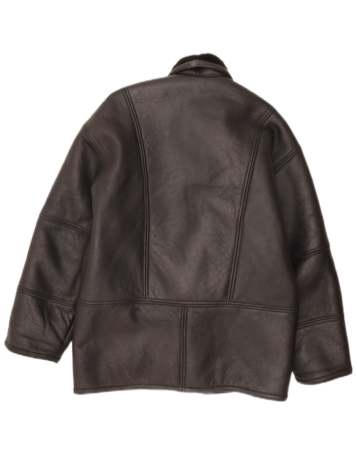 Jachetă vintage pentru bărbați din shearling IT 48 Medium Black