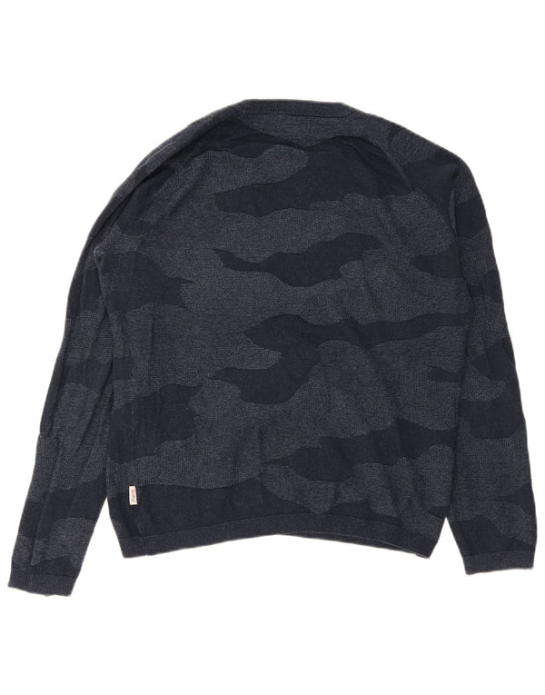 Jack & Jones Pulover pentru bărbați cu gât de barcă, camuflaj, albastru marin mic