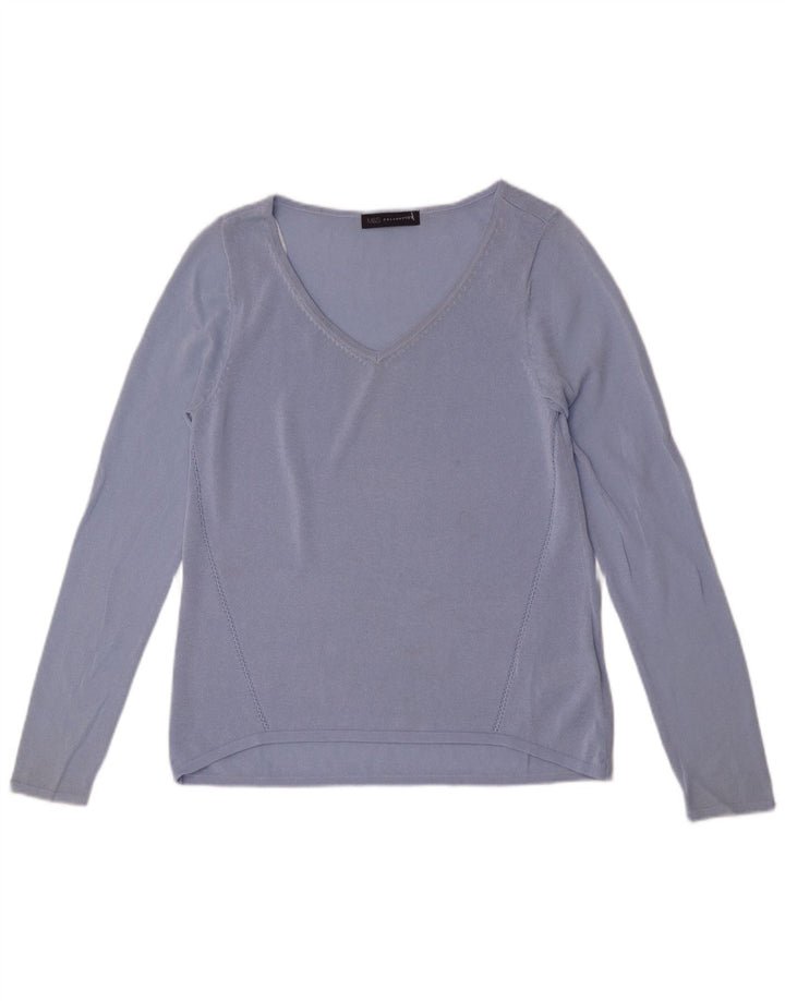 Marks & Spencer Top pentru femei cu mânecă lungă UK 8 Small Blue Viscose