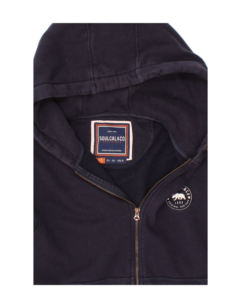 SOUL CAL Womens Zip Hoodie Sweater UK 16 Large Navy Blue Cotton Vintage Soul Cal and Second-Hand Soul Cal from Messina Hembry 