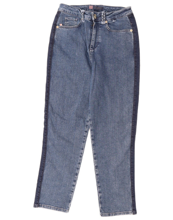 Blugi conici Ted Baker pentru femei cu talie înaltă W26 L25, bumbac color block, albastru