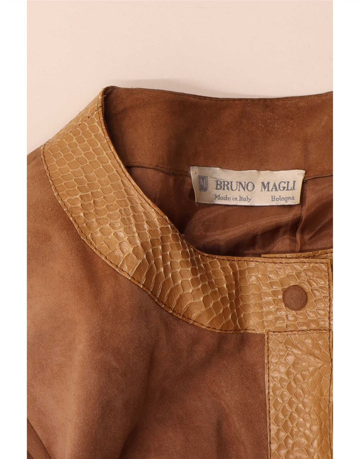 Bruno Magli Jacheta de piele intoarsa pentru femei UK 14 Maro mare