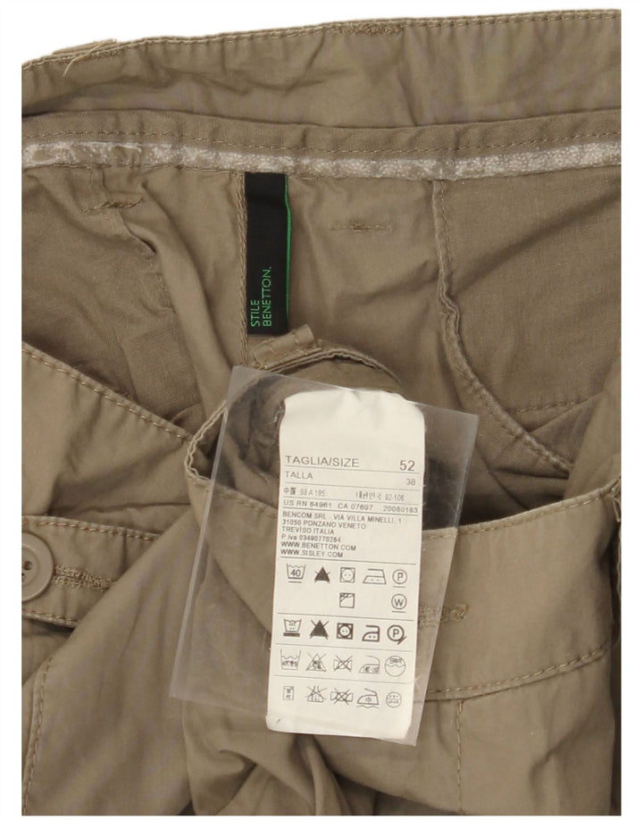 Pantaloni cargo dritti pentru bărbați BENETTON IT 52 XL W38 L34 Kaki Bumbac