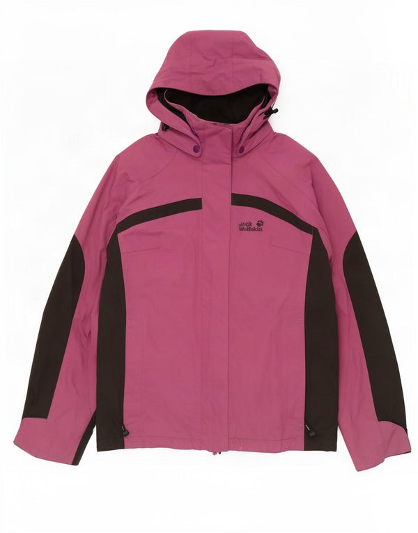 Jack Wolfskin Jachetă de ploaie cu glugă pentru femei UK 10 Small Violet Colorblock