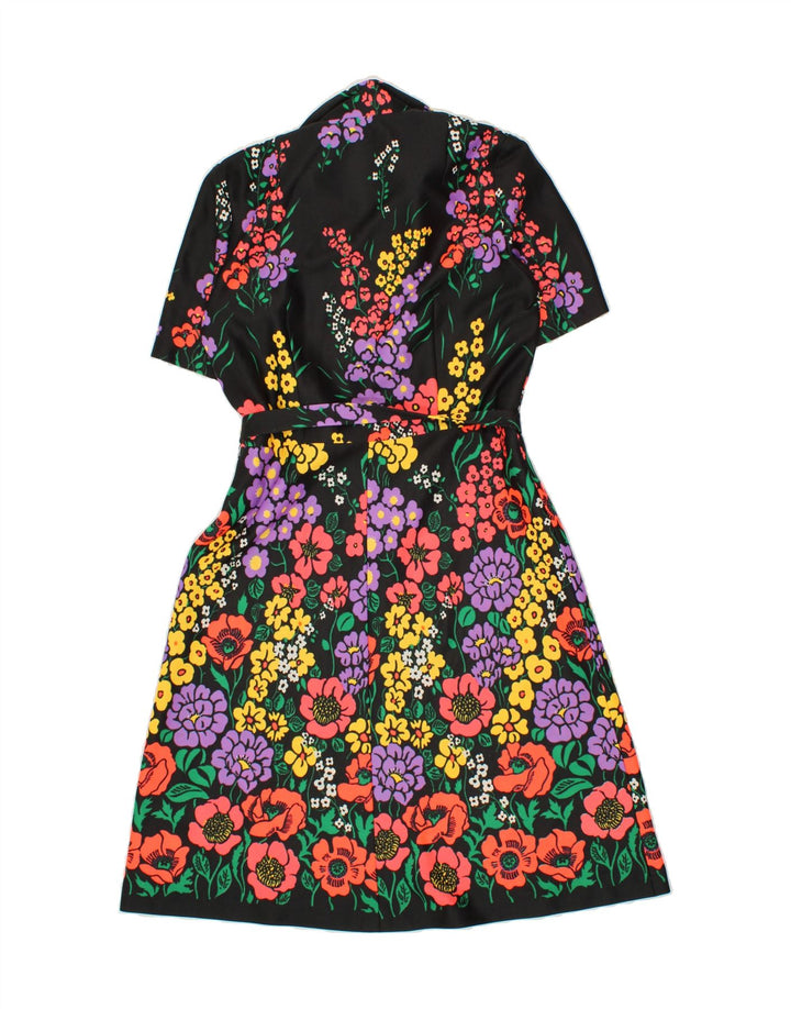 VINTAGE Rochie A-Line pentru femei UK 14 Medium Black Floral