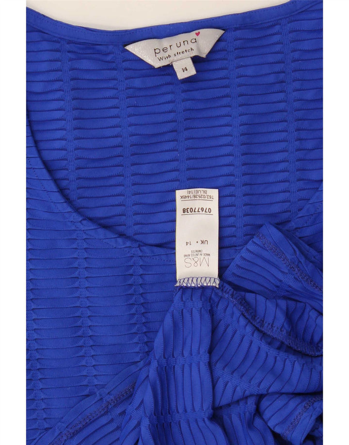 Marks & Spencer Femei Per Una Top cu mâneci 3/4 UK 14 Medium Blue Poliamidă