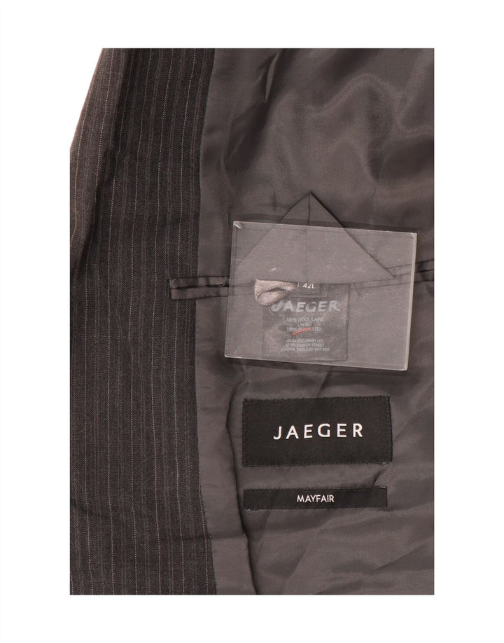 Jaeger pentru bărbați cu 2 nasturi Blazer UK 42 XL Lână cu dungi gri