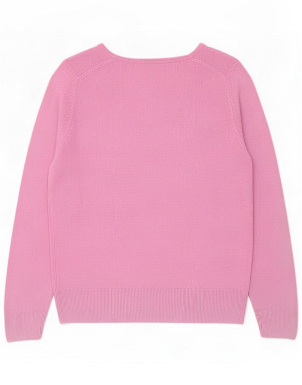 Marks & Spencer Pulover cu decolteu în V pentru femei UK 14 Large Pink Acrylic