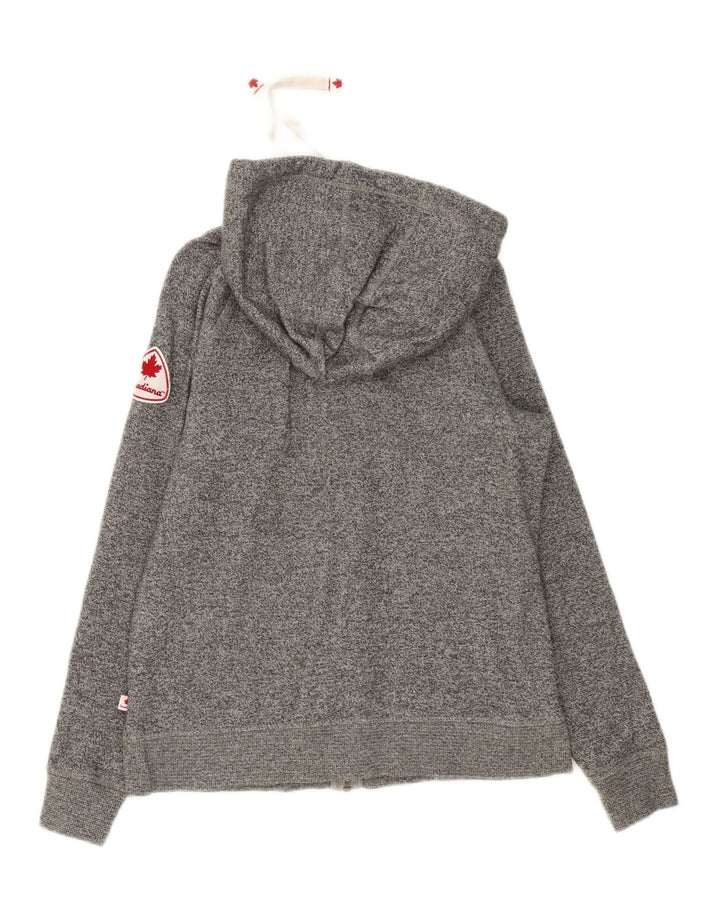 CANADA Womens Graphic Zip Hoodie Sweater UK 14 Medium Grey Cotton Vintage Canada and Second-Hand Canada from Messina Hembry 