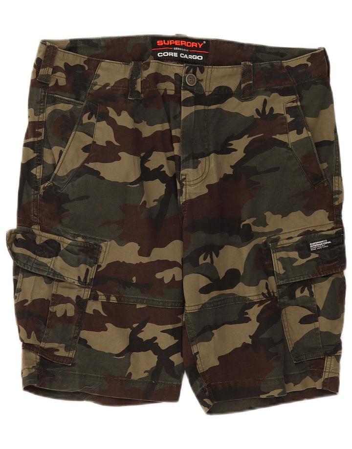 Pantaloni scurți cargo Superdry pentru bărbați W36 Large Khaki Camouflage Cotton Army