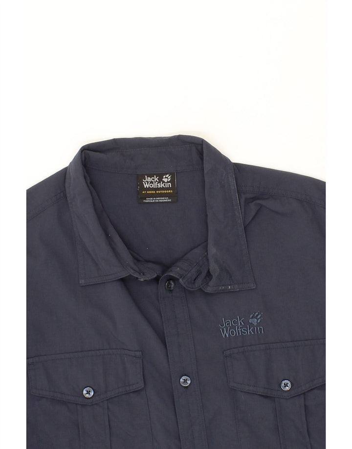 JACK WOLFSKIN Mens Shirt UK 36/38 Small Navy Blue Polyamide Vintage Jack Wolfskin and Second-Hand Jack Wolfskin from Messina Hembry 