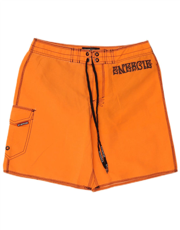 Pantaloni scurți de înot pentru bărbați cu grafic cargo Energie, portocaliu, poliester, plajă