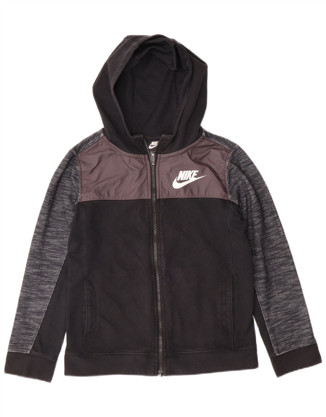 Pulover NIKE pentru băieți, cu fermoar, 10-11 ani, mediu negru, bumbac color bloc