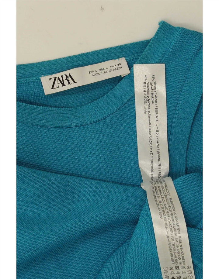 Top cu vestă pentru femei Zara UK 14, mare, albastru, viscoză