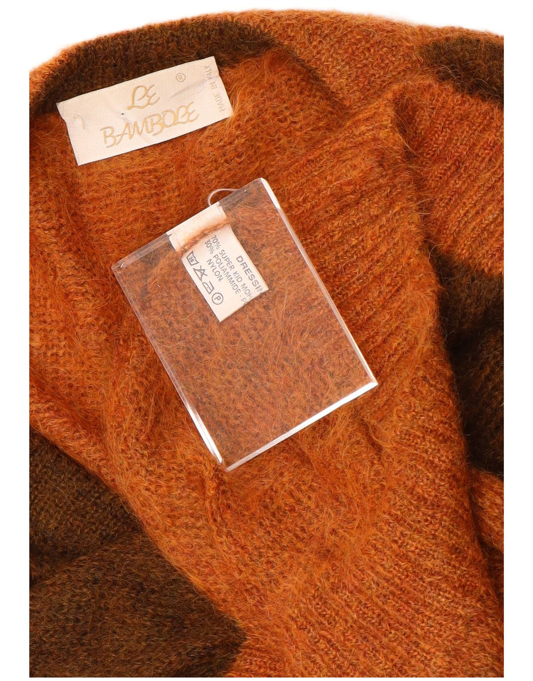 Pulover cardigan pentru femei VINTAGE UK 18 XL Orange Colorblock Mohair