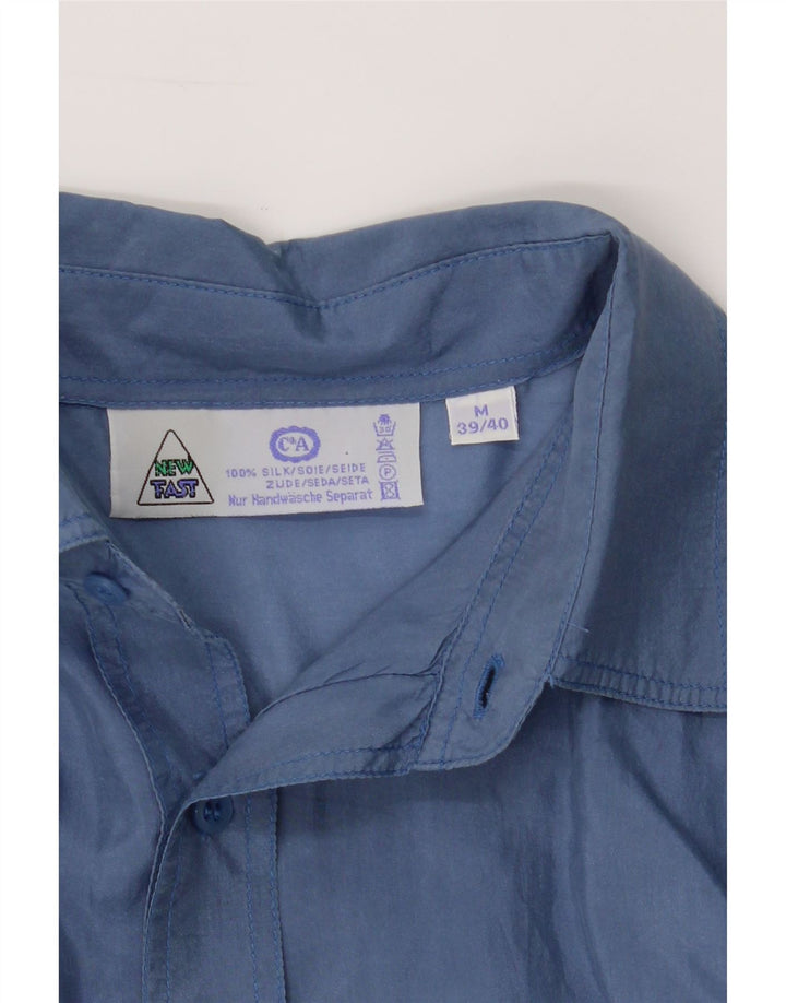NEW FAST Mens Short Sleeve Shirt Size 39/40 Medium Blue Silk Vintage New Fast and Second-Hand New Fast from Messina Hembry 