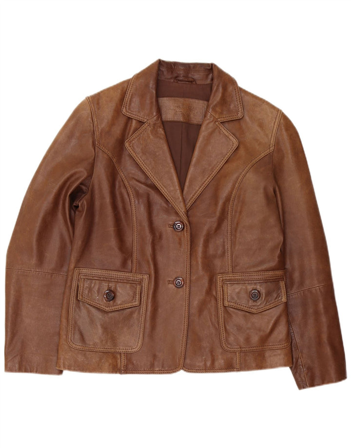 Sacou blazer din piele cu 2 nasturi C & A pentru femei IT 44 maro mediu