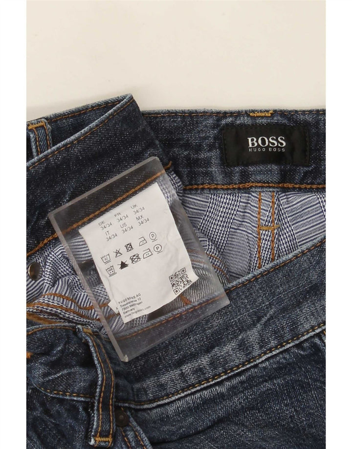 Blugi drepti pentru bărbați Hugo Boss L34 L34 Bumbac albastru