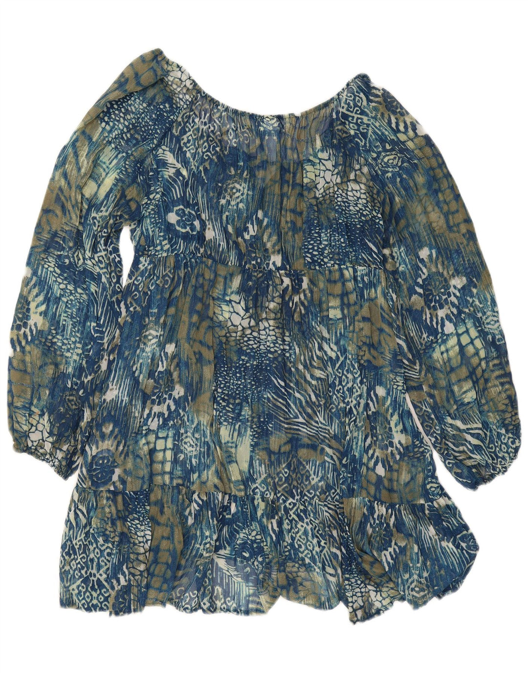 Rochie Wallis pentru femei cu mânecă lungă în etaje UK 12 Medium Blue Paisley Poliester