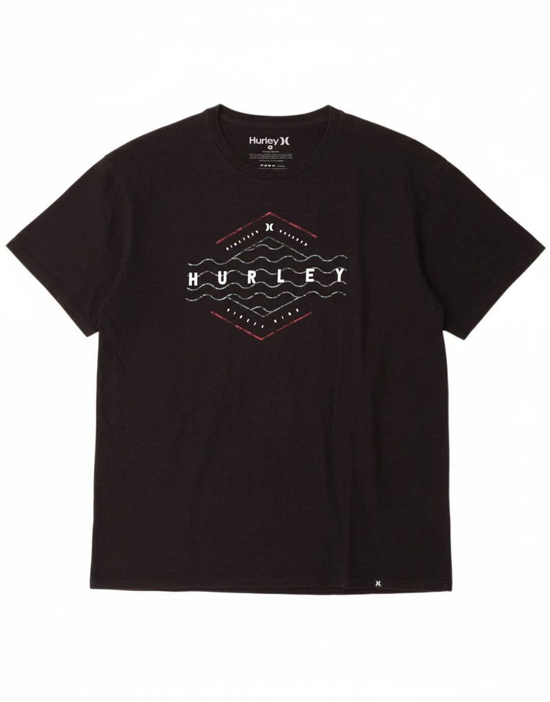 HURLEY Mens Graphic T-Shirt Top Large Black Cotton