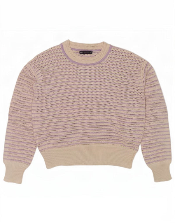 Pulover pentru femei Marks & Spencer cu decolteu triplu UK 14 Medium Purpuriu cu dungi