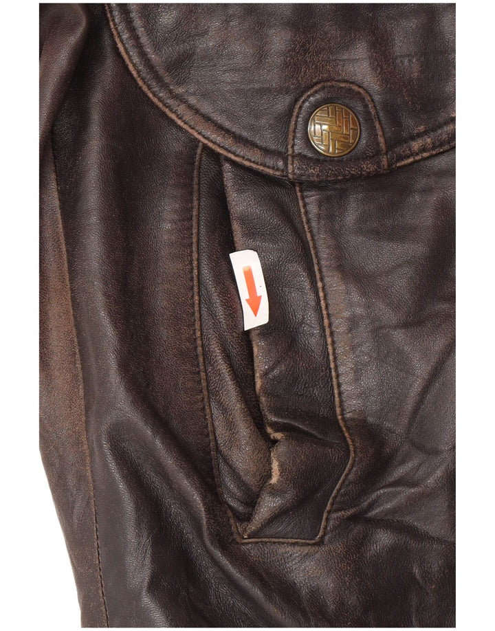Jachetă de piele vintage pentru bărbați UK 44 2XL din piele neagră