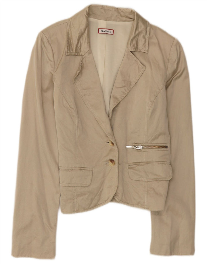 Jachetă Blazer Crop 2 Button pentru femei Max & Co. UK 12 Bej mediu