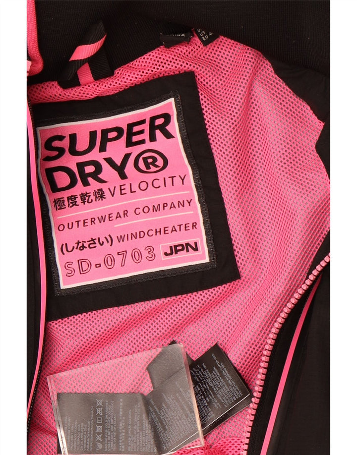 Jachetă Windbreaker cu glugă Superdry pentru femei UK 12 Medium Black