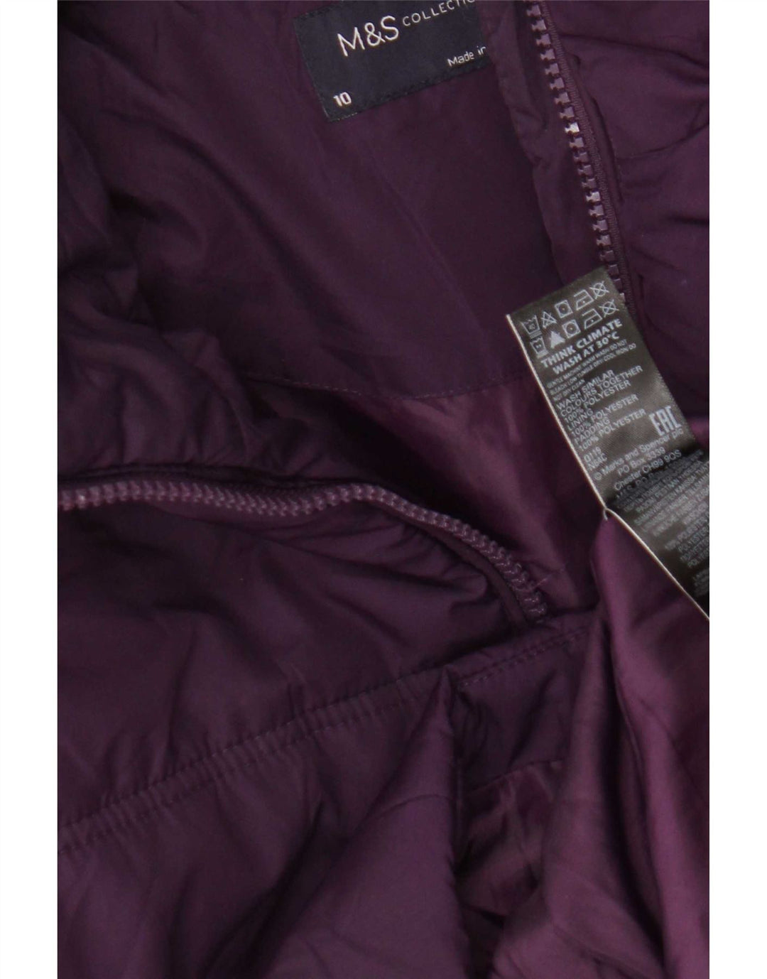 Palton căptușit pentru femei Marks & Spencer UK 10 Poliester violet mic