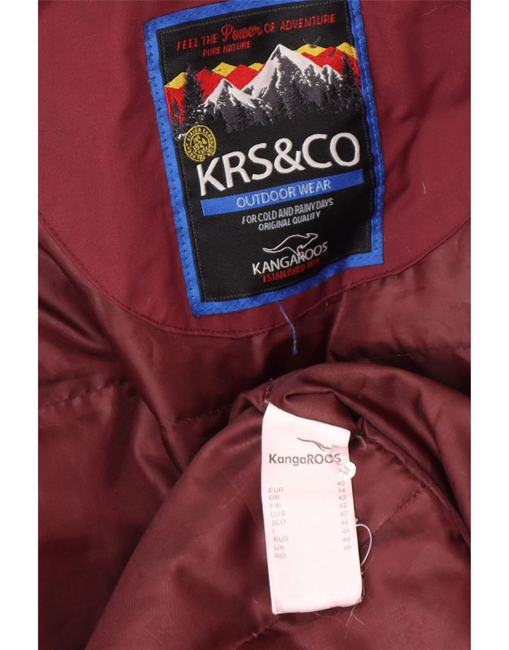 Jachetă parka cu glugă pentru femei Kangaroos UK 14 mare, bordeaux, poliamidă
