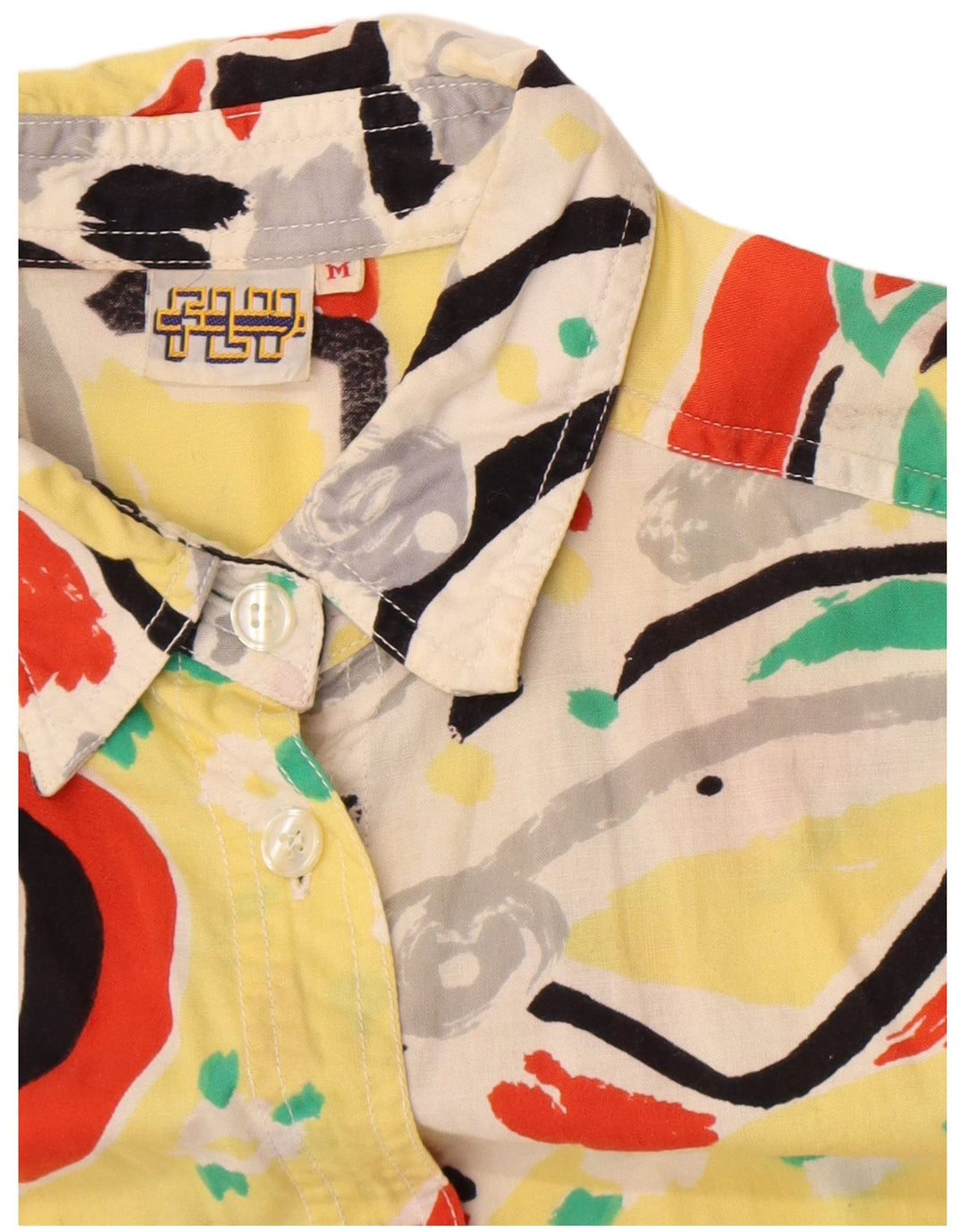 Bluză de cămașă supradimensionată pentru femei Vintage UK 14 Medium Multicolor Geometric