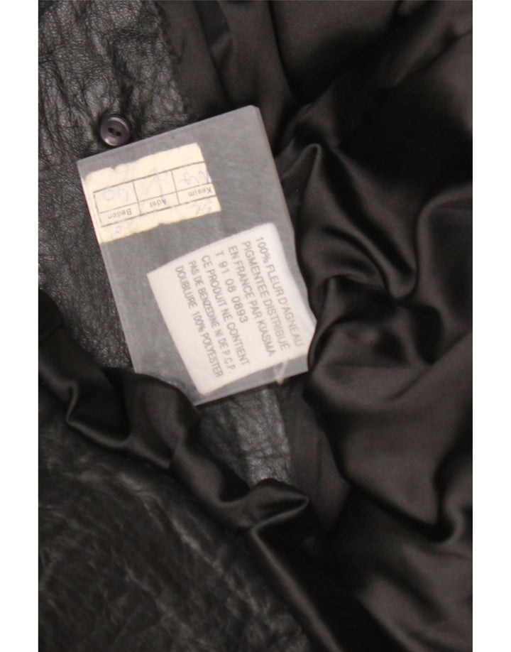 Palton de piele supradimensionat pentru femei VINTAGE IT 40 din piele neagră mică