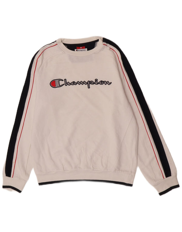 Champion Mens Graphic Sweatshirt Jumper Medium White Colourblock